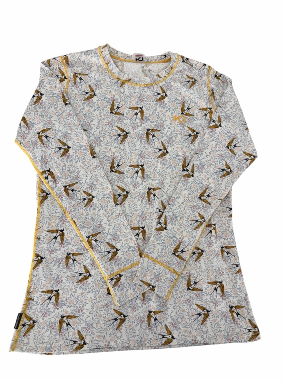 KARI TRAA Bird Print Baselayer Top Nordic Activewear Stretch long sleeve women x